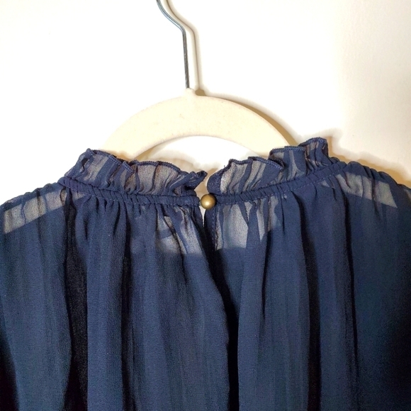 Anthropologie Sheer Chiffon Ruffle Blouse Top - Picture 8 of 14